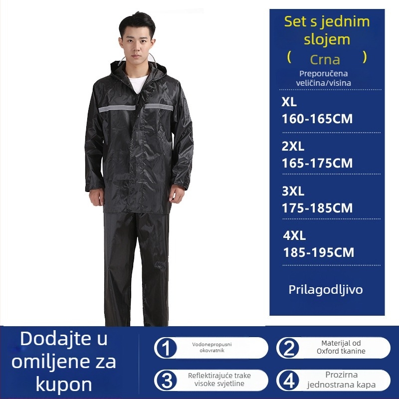 Podijeljeni kišni pončo za odrasle, Hongtian ruiqi, materijal standardne debljine, 1,2 kg, pogodan za planinarenje i vožnju biciklom.