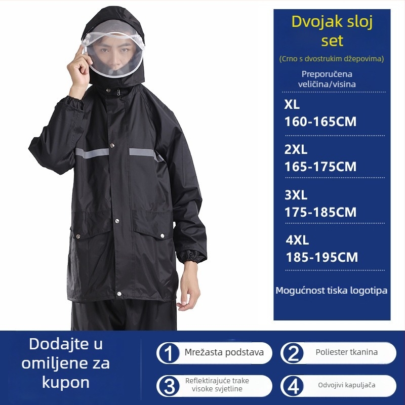 Podijeljeni kišni pončo za odrasle, Hongtian ruiqi, materijal standardne debljine, 1,2 kg, pogodan za planinarenje i vožnju biciklom.