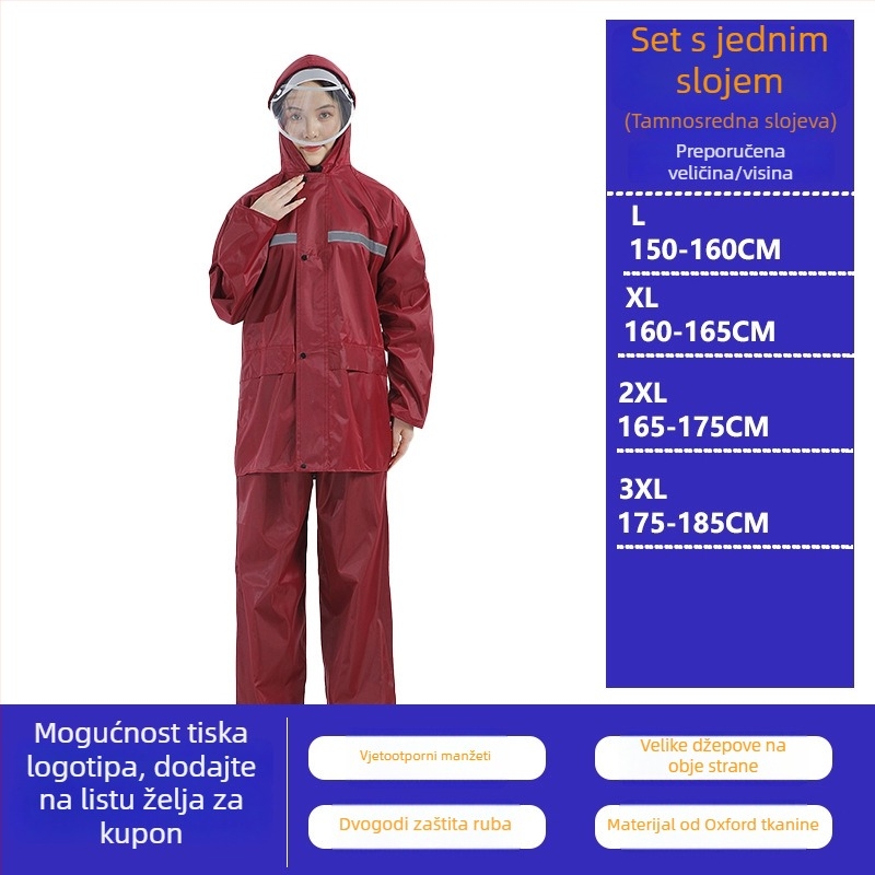 Podijeljeni kišni pončo za odrasle, Hongtian ruiqi, materijal standardne debljine, 1,2 kg, pogodan za planinarenje i vožnju biciklom.