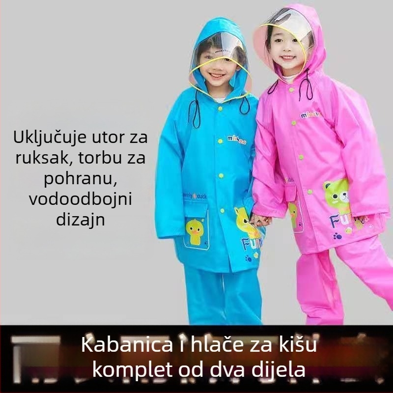 Dječji komplet kišnog kaputa i hlača - dvodijelni, za dječake i djevojčice, vrtić do osnovne škole, za vanjske aktivnosti
