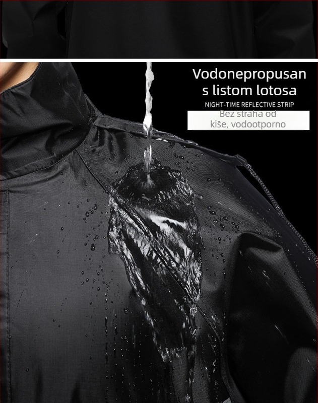 Guste podijeljeni kišni kaput i hlače za odrasle, reflektirajuća kišna zaštita, tkanina Chunya Spinning, vodootporna PVC ljepilo, prilagodba logotipa, za vanjsku upotrebu