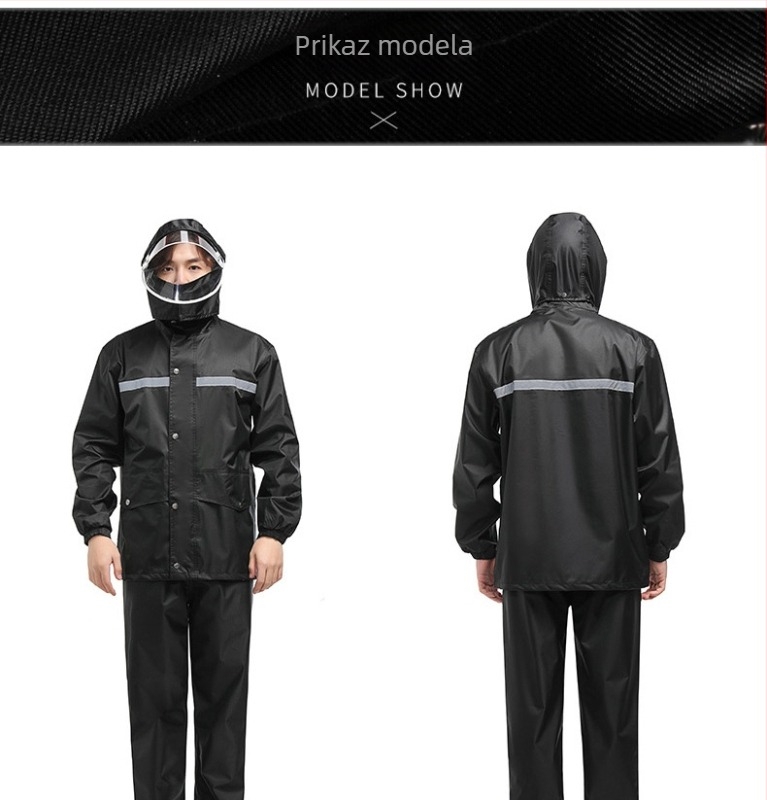 Guste podijeljeni kišni kaput i hlače za odrasle, reflektirajuća kišna zaštita, tkanina Chunya Spinning, vodootporna PVC ljepilo, prilagodba logotipa, za vanjsku upotrebu