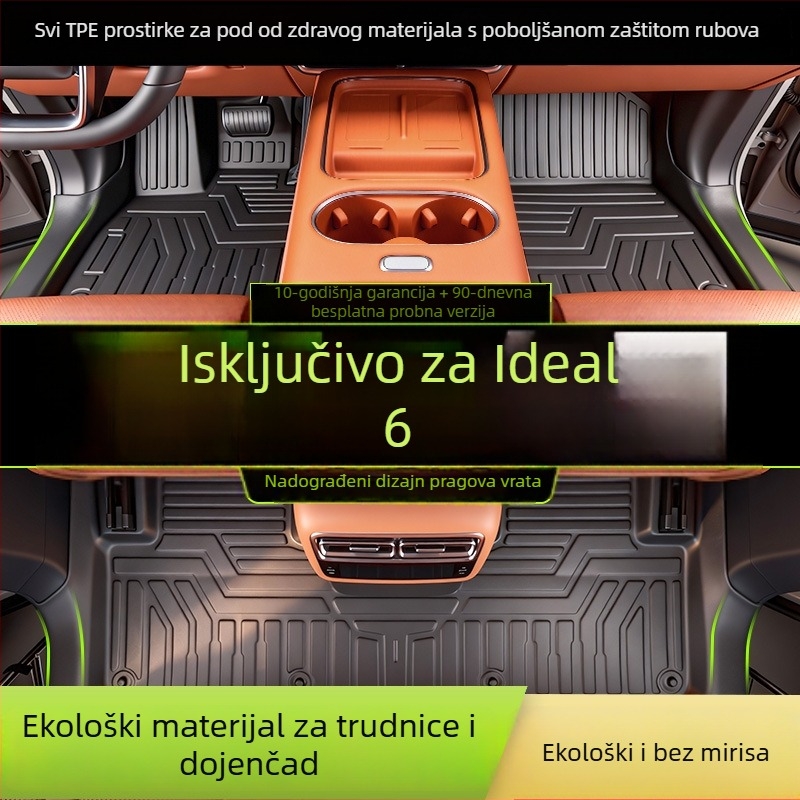 TPE prostirke za Li Auto i6 2025, prilagođene za vozilo, prilagodljiva obrada, mogućnost ispisa logotipa