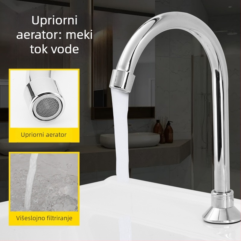 Slavina s pedalom za umivaonik, ugrađena ispod ploče — keramičko jezgro ventila, tijelo od cinkove legure, 20 mm ulaz/izlaz, model 05262212 (Keramičko jezgro ventila; Tijelo od cinkove legure; Ugradnja ispod ploče; 20 mm ulaz/izlaz; Model 05262212)