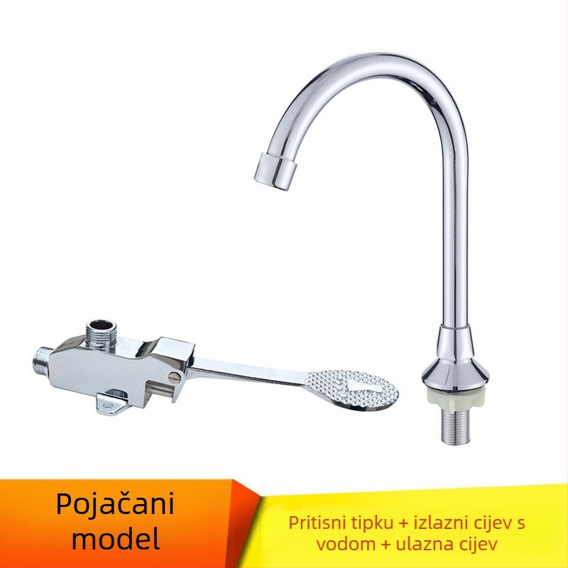 Slavina s pedalom za umivaonik, ugrađena ispod ploče — keramičko jezgro ventila, tijelo od cinkove legure, 20 mm ulaz/izlaz, model 05262212 (Keramičko jezgro ventila; Tijelo od cinkove legure; Ugradnja ispod ploče; 20 mm ulaz/izlaz; Model 05262212)