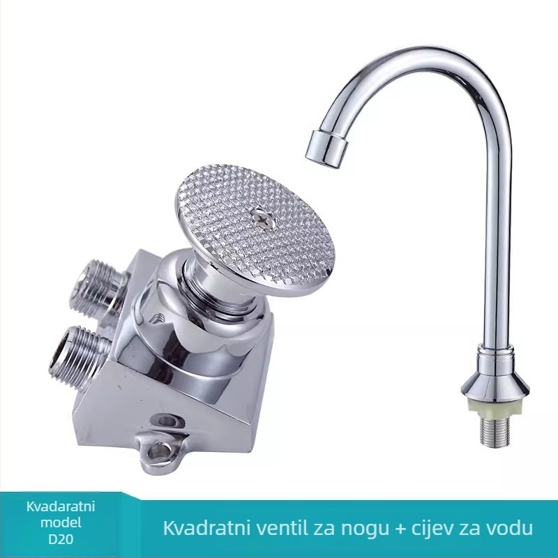 Slavina s pedalom za umivaonik, ugrađena ispod ploče — keramičko jezgro ventila, tijelo od cinkove legure, 20 mm ulaz/izlaz, model 05262212 (Keramičko jezgro ventila; Tijelo od cinkove legure; Ugradnja ispod ploče; 20 mm ulaz/izlaz; Model 05262212)