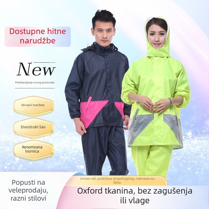 Kišni pončo za motocikl - Stil: Dijeljeni pončo; Materijal: Oxford tkanina; Vodootporni sloj: PVC ljepilo; Za odrasle; Prilagodba: Da