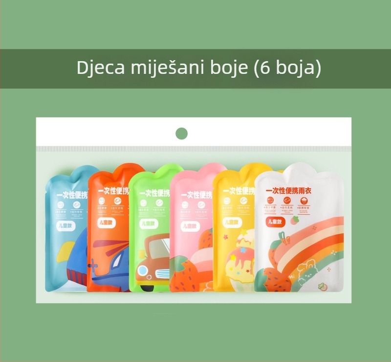 Jednokratna dječja kišna kabanica za cijelo tijelo, produžena i pojačana verzija, jednodijelna konstrukcija, PE tkanina, za školu i putovanja.