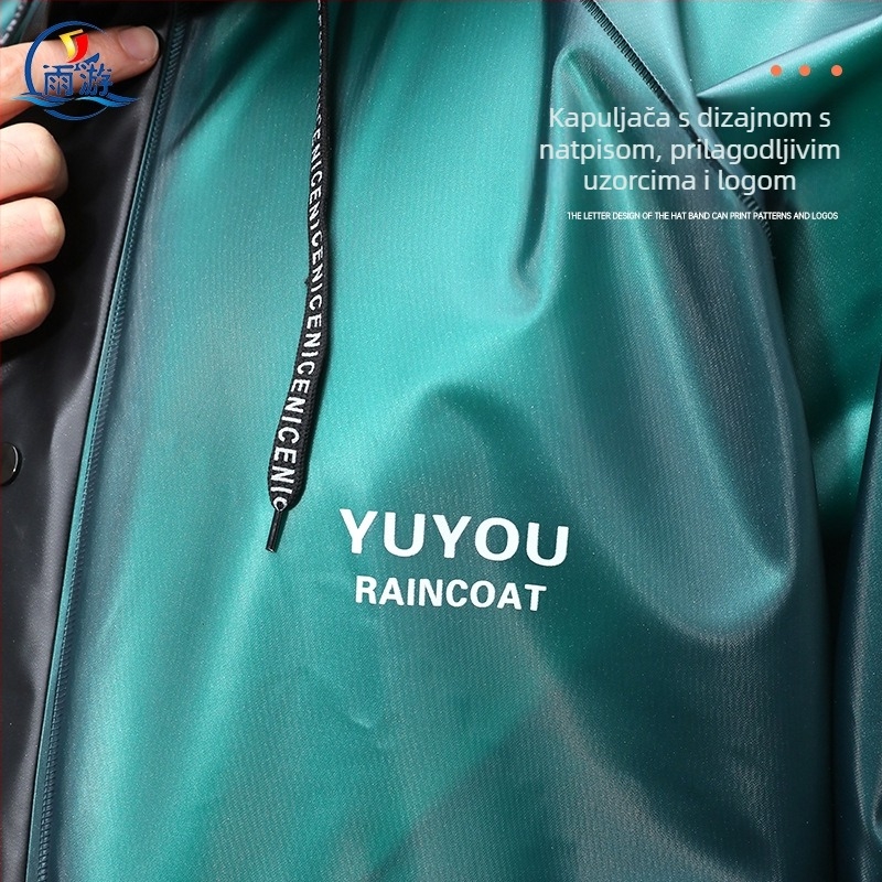 Podijeljeni kišni mantil u korejskom stilu, PVC tkanina, reflektirajući detalji i prozračnost, za odrasle, jedna osoba, planinski pončo, mogućnost tiska logotipa