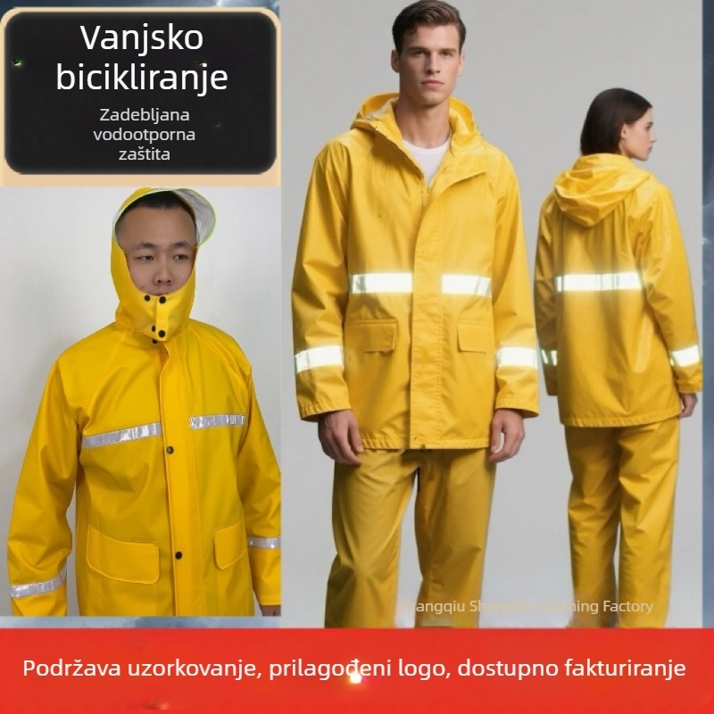 Reflektirajući kišni set za odrasle: vodootporni kaput za kišu, kišobran i hlače za kišu (odvojeni komadi) za dostavu električnim vozilom