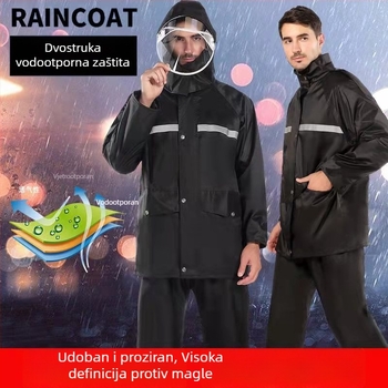 Set kišnog kabanice i hlača, podijeljeni dizajn, reflektirajuće trake, dvostruko ojačano, PVC tkanina
