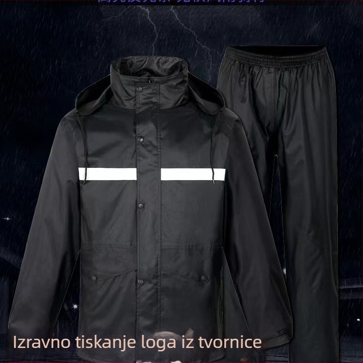 Set kišnog kabanice i hlača, podijeljeni dizajn, reflektirajuće trake, dvostruko ojačano, PVC tkanina