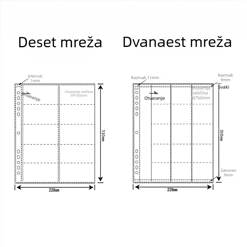 Fotoalbum s izmjenjivim listovima, PP omot, vezanje s 10 prstenova, 10 unutarnjih stranica, pogodan za obične fotografije