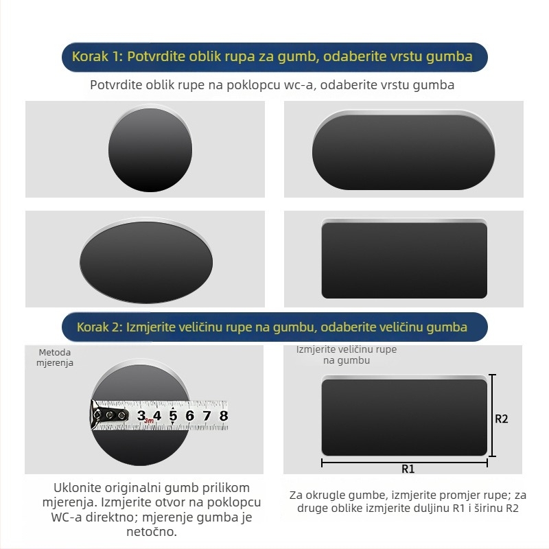 Toaletni gumb, ABS materijal, moderan minimalistički stil, pritisak