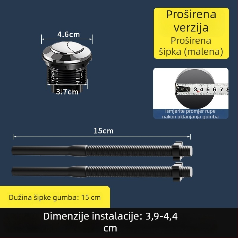 Toaletni gumb, ABS materijal, moderan minimalistički stil, pritisak