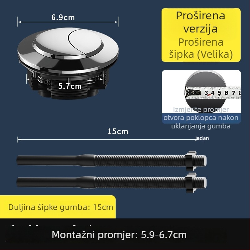 Toaletni gumb, ABS materijal, moderan minimalistički stil, pritisak