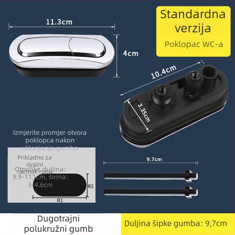 Toaletni gumb, ABS materijal, moderan minimalistički stil, pritisak
