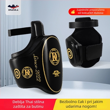 Muay Thai Dracula zaštitnik bedra s Velcroom – PU materijal, težina 1.2, model DTB001, za trening Muay Thai, Sanda i Taekwondo