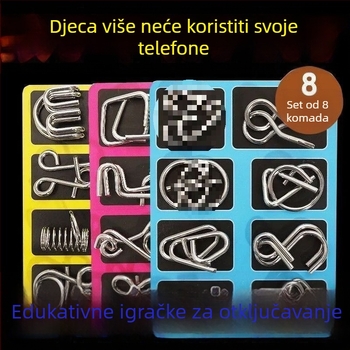 Luban lock puzzle (devet spojnika) za razvoj inteligencije – materijal plastika – dobna skupina 0–3 godina – nema DIY