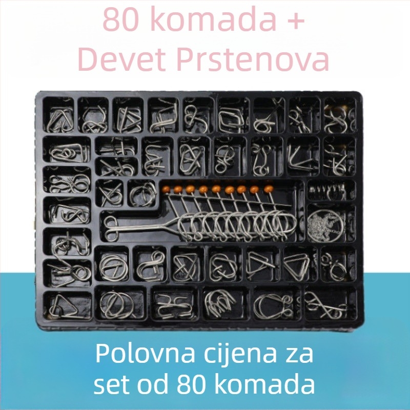 Luban lock puzzle (devet spojnika) za razvoj inteligencije – materijal plastika – dobna skupina 0–3 godina – nema DIY