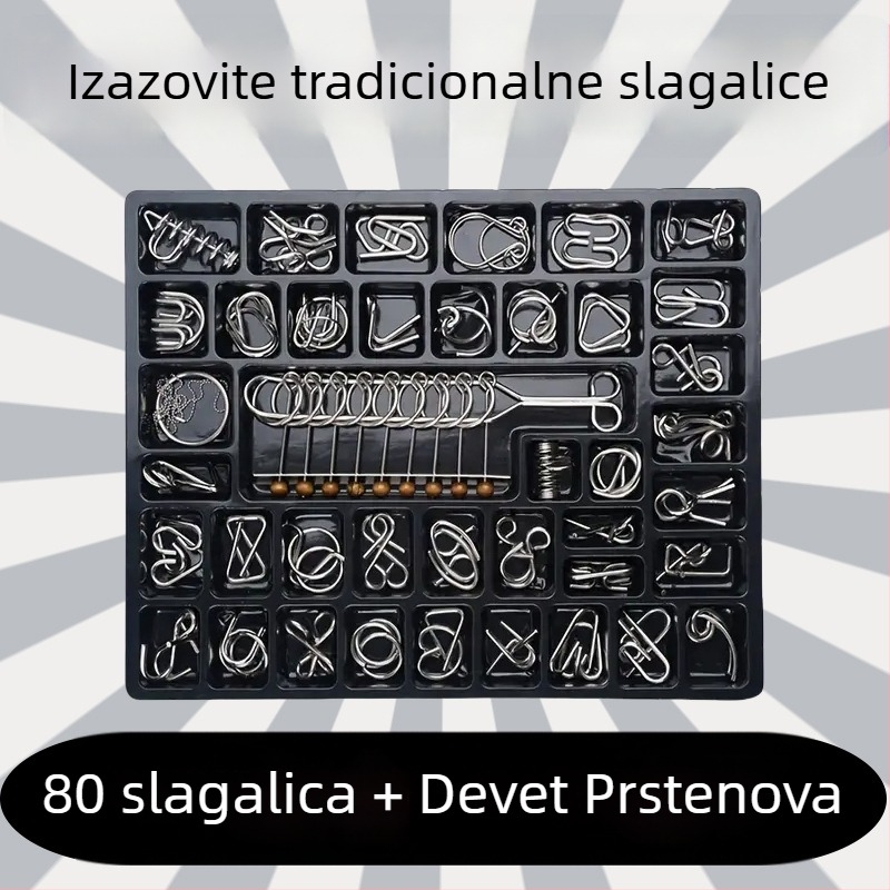 Luban lock puzzle (devet spojnika) za razvoj inteligencije – materijal plastika – dobna skupina 0–3 godina – nema DIY