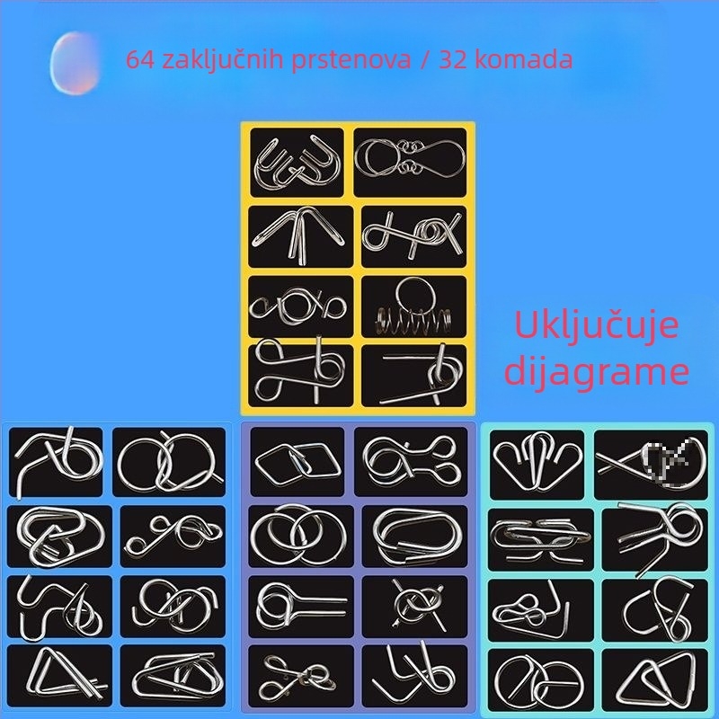 Luban lock puzzle (devet spojnika) za razvoj inteligencije – materijal plastika – dobna skupina 0–3 godina – nema DIY