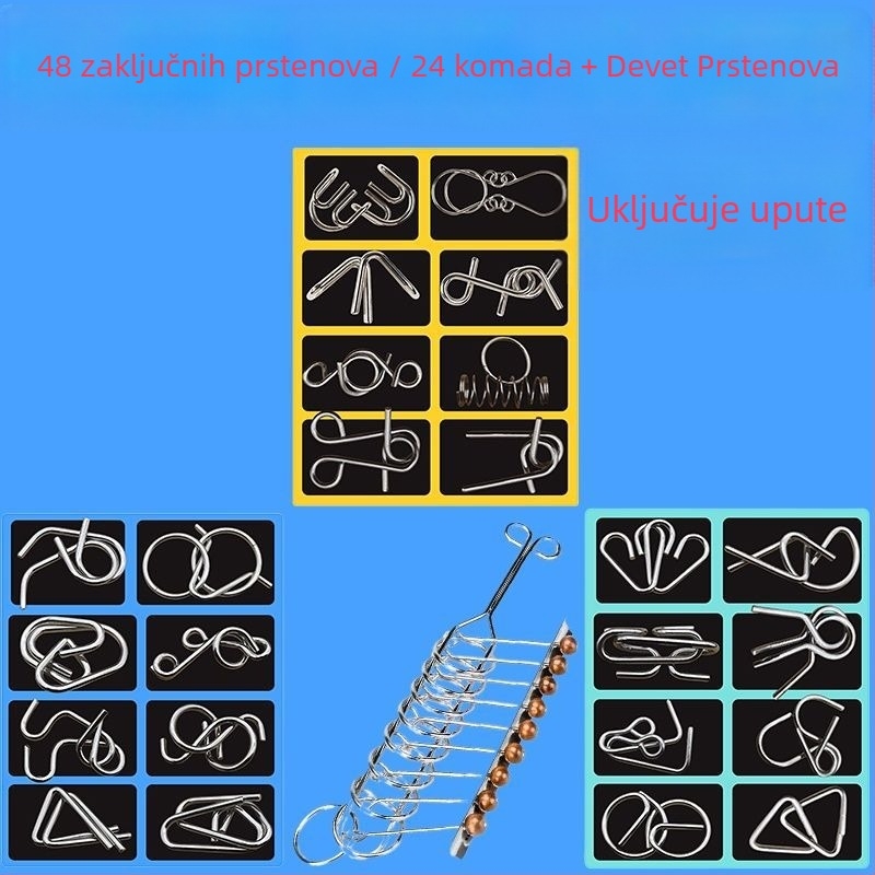 Luban lock puzzle (devet spojnika) za razvoj inteligencije – materijal plastika – dobna skupina 0–3 godina – nema DIY