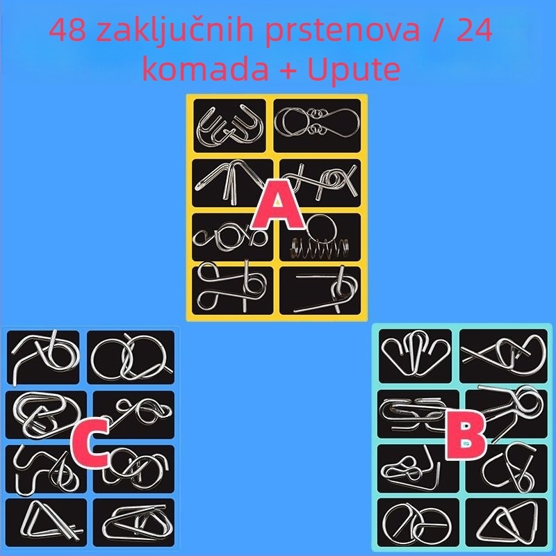 Luban lock puzzle (devet spojnika) za razvoj inteligencije – materijal plastika – dobna skupina 0–3 godina – nema DIY