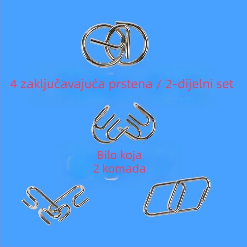 Luban lock puzzle (devet spojnika) za razvoj inteligencije – materijal plastika – dobna skupina 0–3 godina – nema DIY
