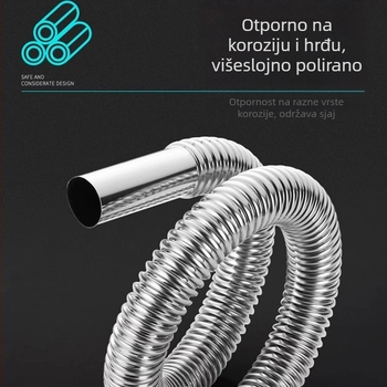 304 nehrđajući čelik, valovita odvodna cijev WC-a, pomični cijev s podesivim ventilom za ispiranje, oblik S