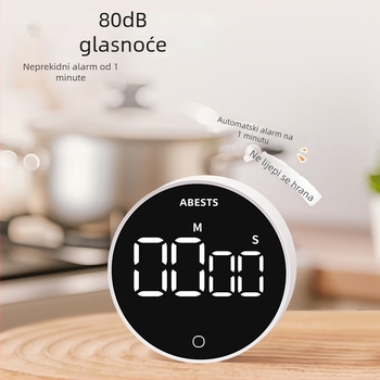 Elektronički timer za učenje s LCD zaslonom — okruglo kućište od ABS-a, vanjsko napajanje, pogodan za dnevni boravak, spavaću sobu i studij