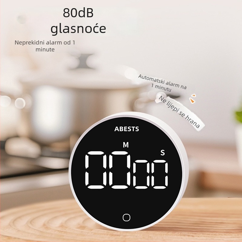 Elektronički timer za učenje s LCD zaslonom — okruglo kućište od ABS-a, vanjsko napajanje, pogodan za dnevni boravak, spavaću sobu i studij