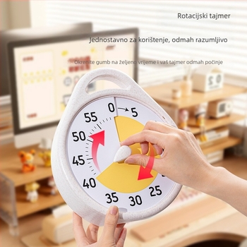 Vizualni timer za učenike - kvarcni pogon, baterijsko napajanje, plastično kućište, brojčani prikaz, oblik kvadratno/okruglo