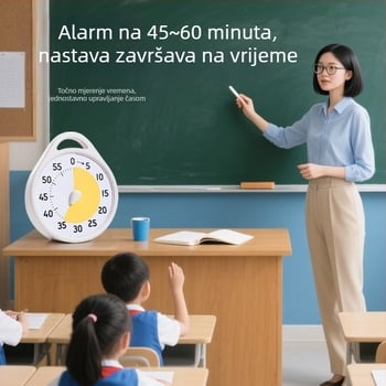 Vizualni timer za učenike - kvarcni pogon, baterijsko napajanje, plastično kućište, brojčani prikaz, oblik kvadratno/okruglo