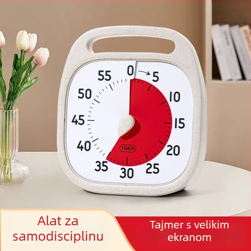 Vizualni timer za učenike - kvarcni pogon, baterijsko napajanje, plastično kućište, brojčani prikaz, oblik kvadratno/okruglo