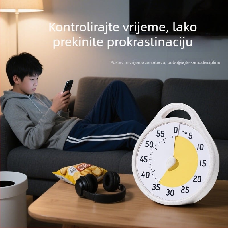 Vizualni timer za učenike - kvarcni pogon, baterijsko napajanje, plastično kućište, brojčani prikaz, oblik kvadratno/okruglo
