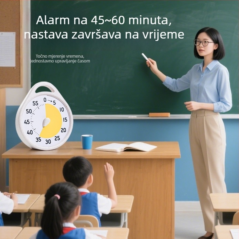 Vizualni timer za učenike - kvarcni pogon, baterijsko napajanje, plastično kućište, brojčani prikaz, oblik kvadratno/okruglo