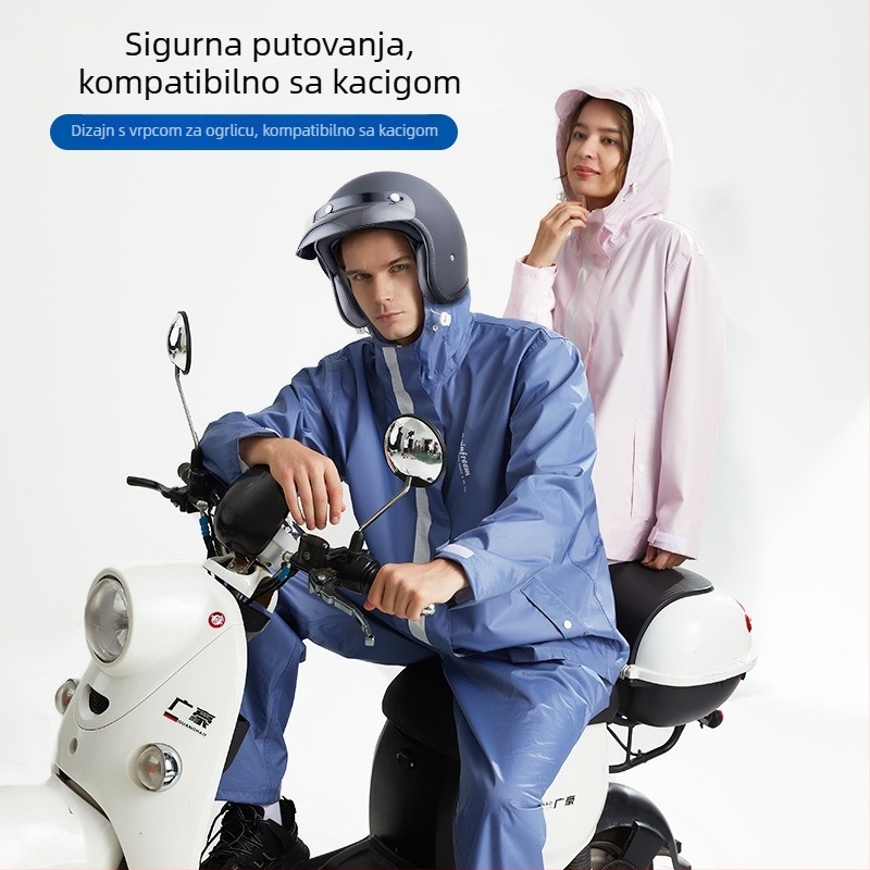 Set kišnog mantila i hlača za odrasle motocikliste, poliester tafta, debljina tkanine 0,2 mm, PVC vodootporni sloj