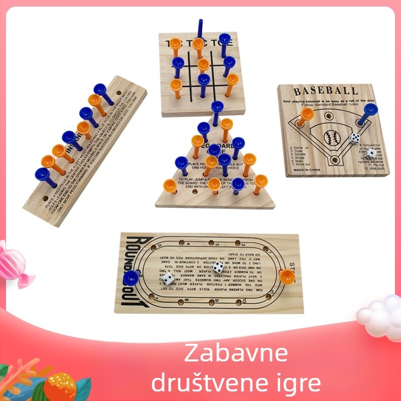 Drvena dječja logička igra: Luban lock, puzzle, mini golf i tradicionalna šahovska igra (materijal: drvo; dobna skupina: 7-14 godina; tip: šahovska igra; značajka: puzzle)
