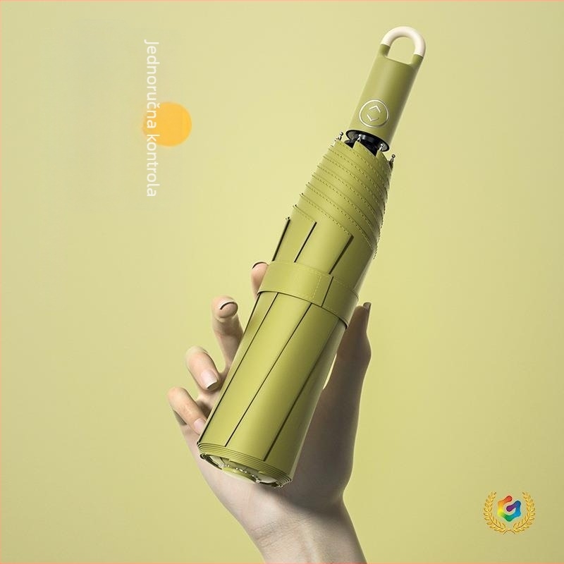 Trojsegmetni automatski kišobran za sunce i kišu, 8 rebara, 190T tkanina s UPF >40, aluminijski središnji stup i ručka, moderni minimalistički dizajn