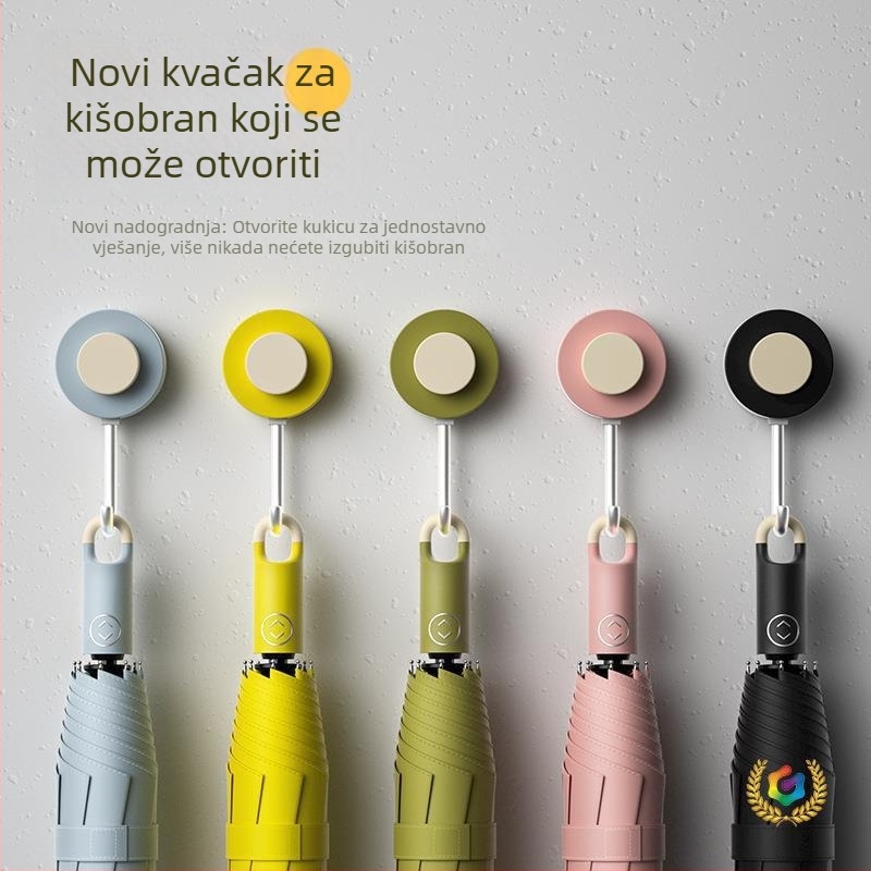 Trojsegmetni automatski kišobran za sunce i kišu, 8 rebara, 190T tkanina s UPF >40, aluminijski središnji stup i ručka, moderni minimalistički dizajn