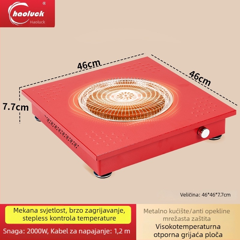 Električni grijač za stopala ispod stola s daljinskim upravljačem, 220V, 2000W, priključni, dodirni prekidač