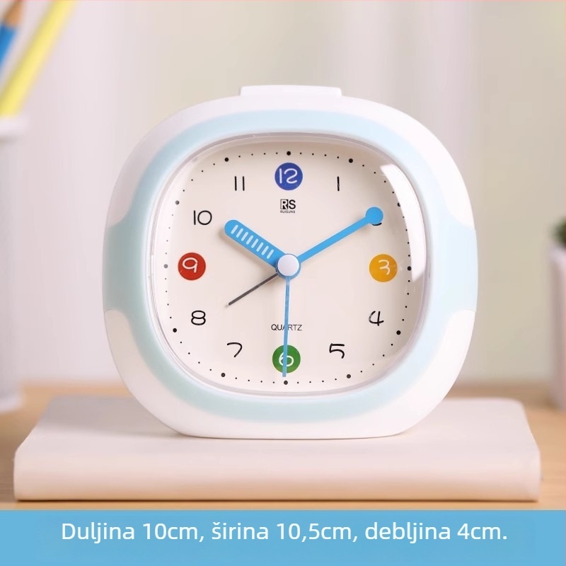 Budilnik za učenike – tih, jednostavan, s analognim prikazom, napajan baterijom iz suhe ćelije, plastično kućište