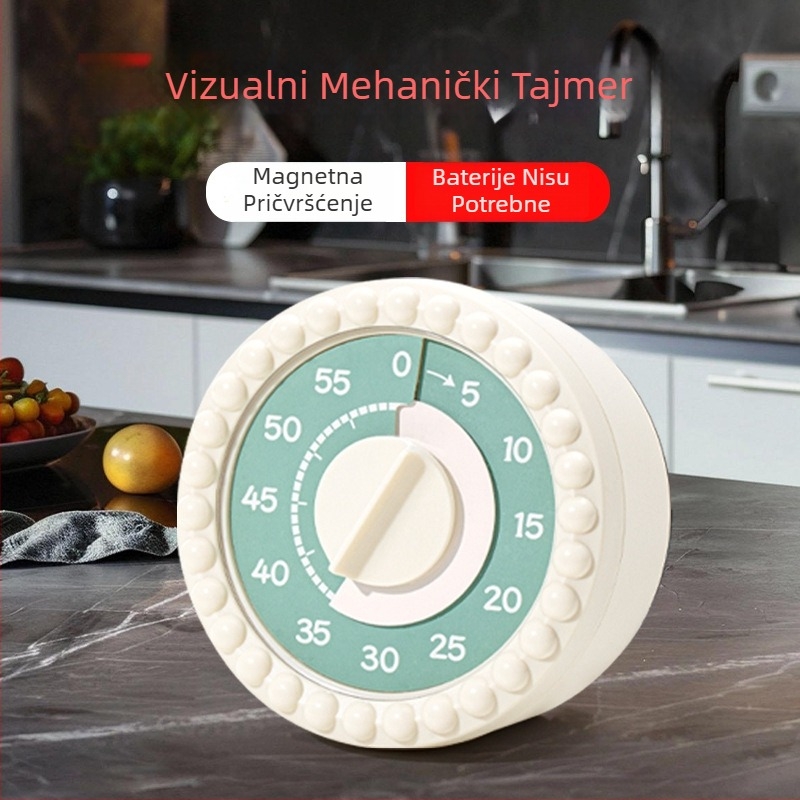 Kuhinjski timer – elektronički pogon, brojčani zaslon, plastično kućište, baterijsko napajanje, okrugli oblik