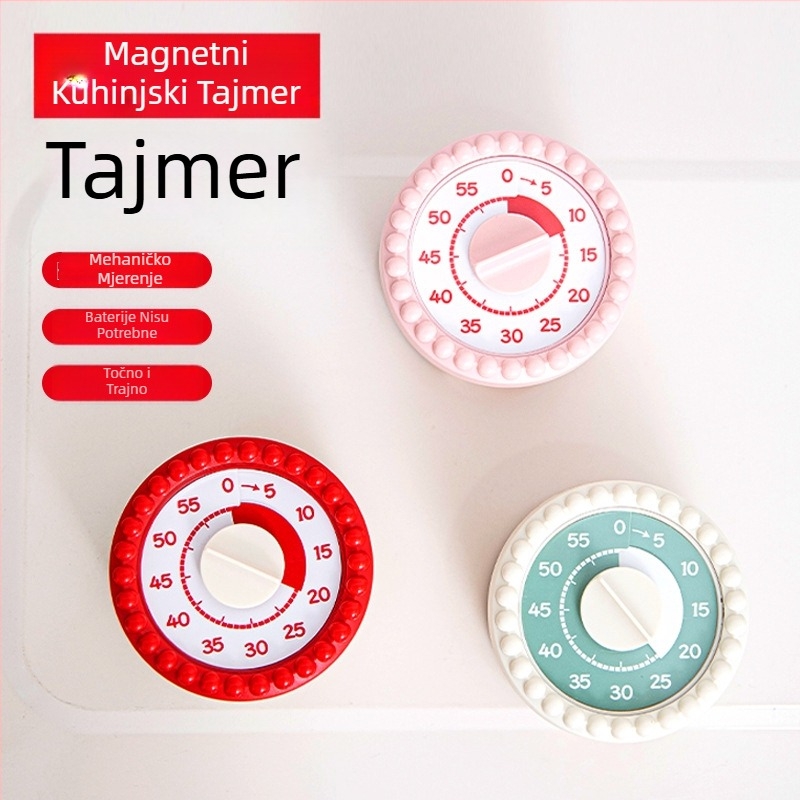 Kuhinjski timer – elektronički pogon, brojčani zaslon, plastično kućište, baterijsko napajanje, okrugli oblik