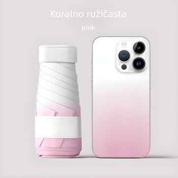 Petokraki sklopivi kišobran s gradientnim uzorkom; ultra lagan, UV zaštita UPF>30; tkanina 190T; 6 rebara od vlakana; drška od plastike; ručno otvaranje; težina 0.4 kg