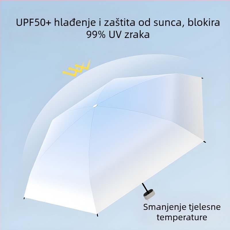 Petokraki sklopivi kišobran s gradientnim uzorkom; ultra lagan, UV zaštita UPF>30; tkanina 190T; 6 rebara od vlakana; drška od plastike; ručno otvaranje; težina 0.4 kg