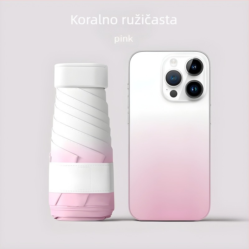 Petokraki sklopivi kišobran s gradientnim uzorkom; ultra lagan, UV zaštita UPF>30; tkanina 190T; 6 rebara od vlakana; drška od plastike; ručno otvaranje; težina 0.4 kg