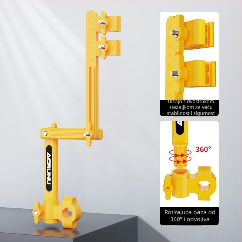 Držač za kišobran za električna vozila — izvučni, sklopivi i stabilni dizajn; odgovara cijevama promjera 2.5 cm; kompatibilan s električnim vozilima, motociklima, biciklima i dječjim kolima.