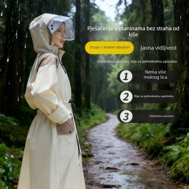 Unisex kišna pončo za odrasle, windbreaker stil, debeli EVA materijal, potpuna zaštita tijela, sve-u-jednom kišna oprema, višekratna upotreba, za planinarenje, vožnju biciklom i putovanja